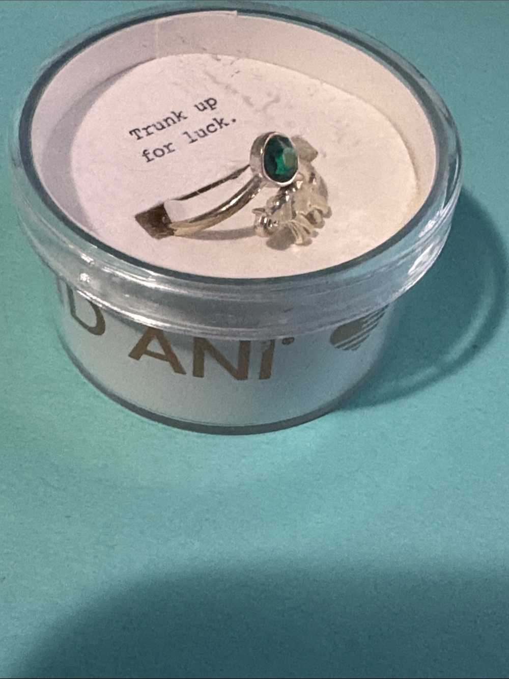Alex and Ani Silver Ring with Green Stone and elephant 🐘